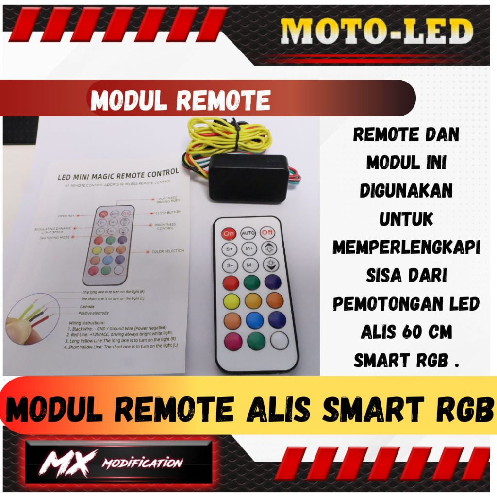 Remote dan Modul khusus Led Alis Smart RGB Running Sein Motoled