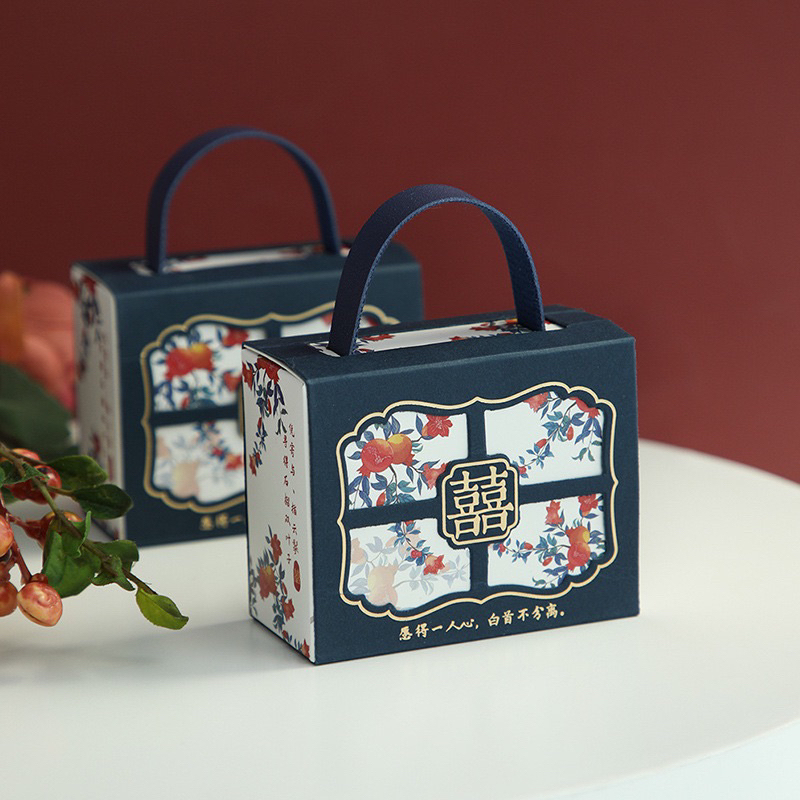 BIRU — kotak souvenir wedding - souvenir box - box tenteng - sangjit / teapai box - kotak sangjit
