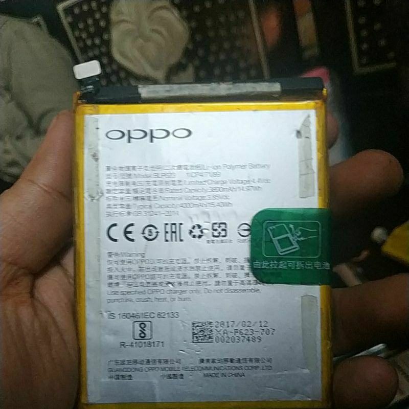 baterai bekas oppo f3 plus blp623 minus flexible