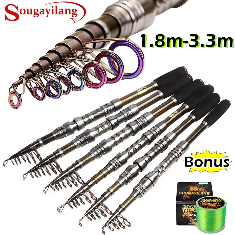 Sougayilang Joran Pancing 1.8-3.3m Carbon Ultralight Teleskopik Joran