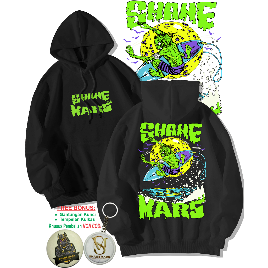 Sweater Hoodie Oversize Pria & Wanita Distro ZOMBIE SURF Bahan FLeece Tebal 300 gsm Couple Pasangan 