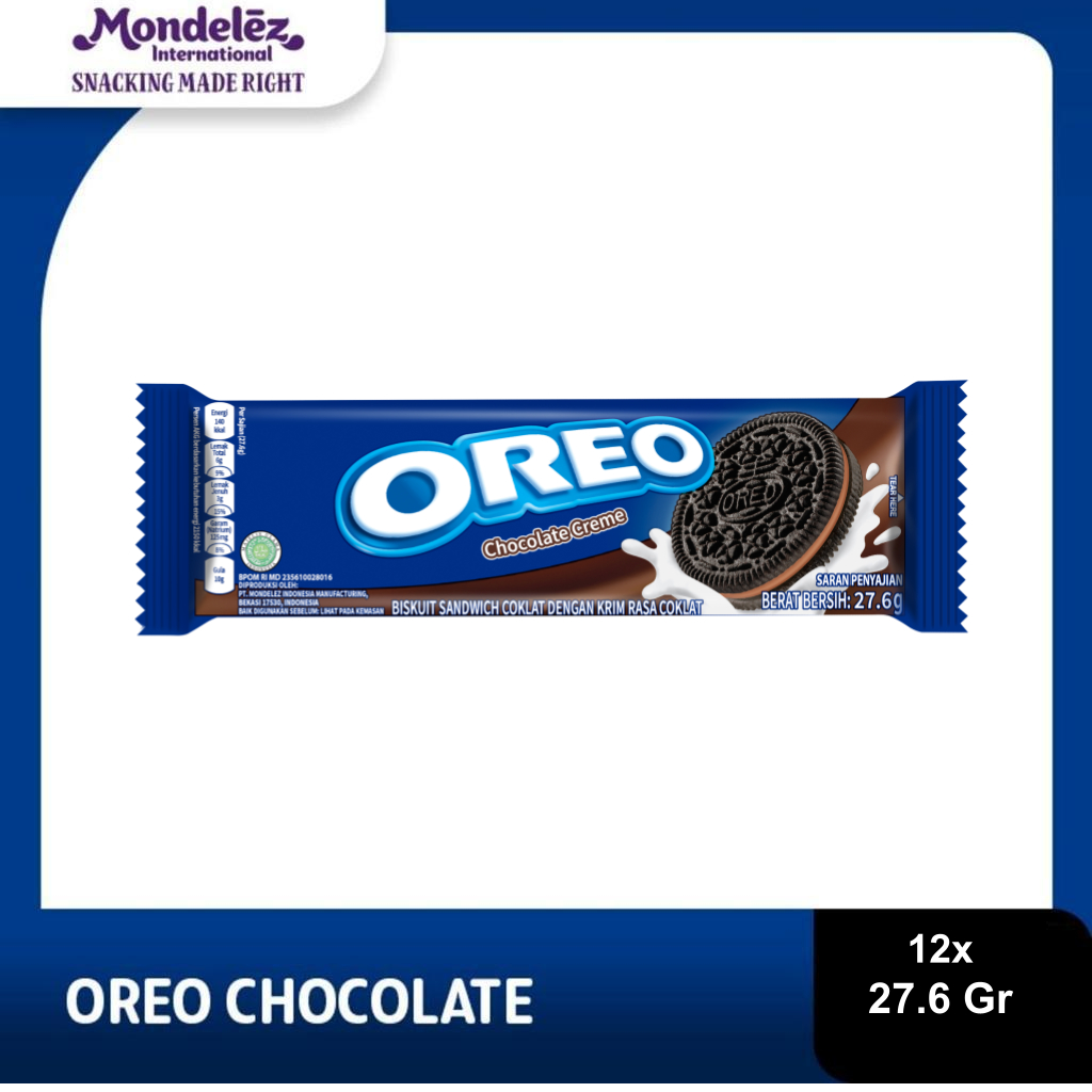 

Oreo Biskuit krim Chocolate 27.6g x12 cemilan favorit keluarga