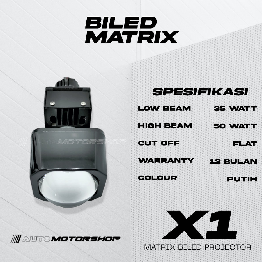 Lampu LED Biled Matrix X1 Mini Lens 1,5 Inch High Low Mirip P9 E19 Original Bergaransi