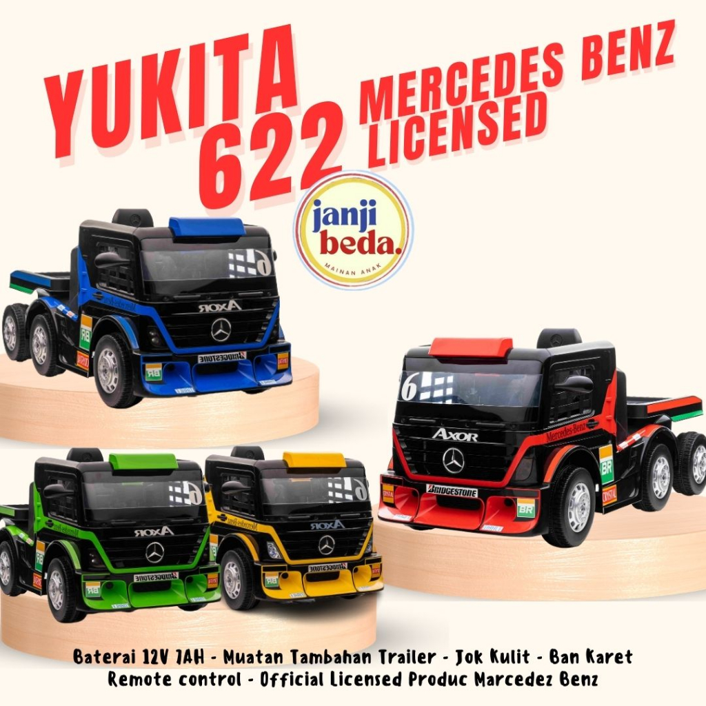 yukita 622 truck lisensi mercedes benz licensed official mainan aki anak truck truk trek 12V jok kul