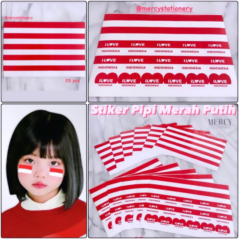 

25 Pcs - Stiker Pipi Merah Putih Bendera Sticker Flag