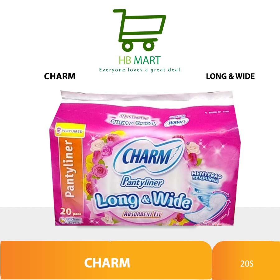 PEMBALUT CHARM PANTYLINER LONG & WIDE BREATHABLE PERFUMED 20'S