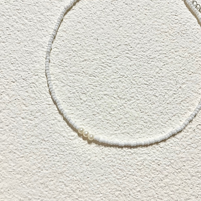 kalung mutiara / kalung manik / simple necklace / kalung korea / white necklace