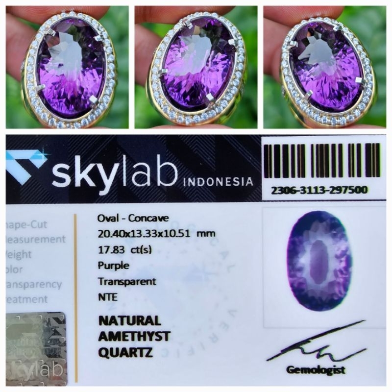 Natural Kecubung Amethyst Quartz Costum Cut Memo 17.38 crt