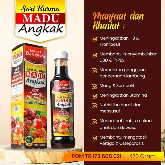 

Sari kurma madu angkak sakura darusyifa 470gr