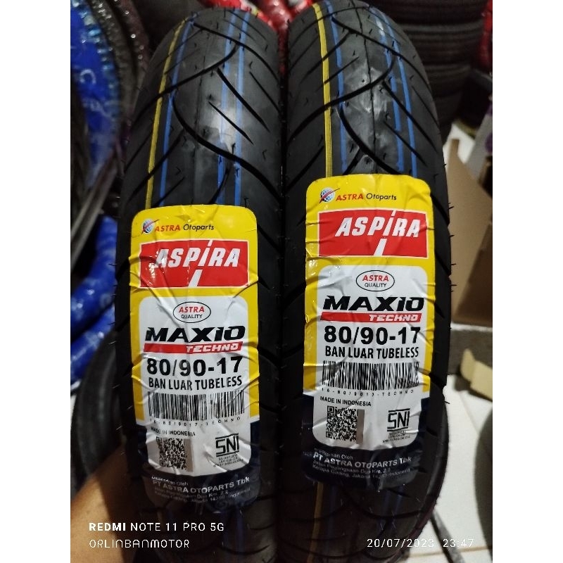 Ban Belakang Satria FU tubles/Ban Aspira 80/90-17 Tubles