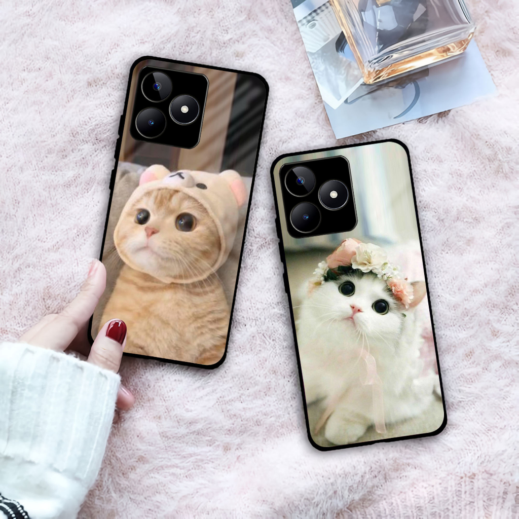 Softcase Glass Realme C53 - GK13 KUCING - Case HP Realme C53 - Case Realme C53 - Kesing HP Realme C5