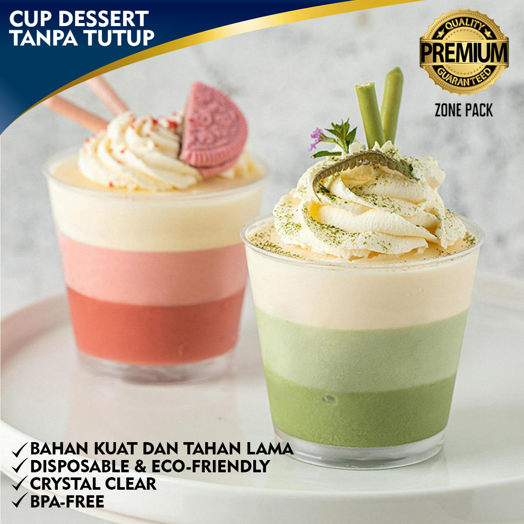 [10 PCS] Cup Dessert Bulat Tanpa Tutup | Gelas Cup Puding Bulat Isi 10 Pcs | Cup Dessert Tiramisu CH