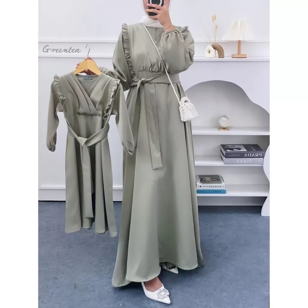 HUMAIRA STORIES Aghni Dress Baju Gamis Couple Ibu Anak Bahan Velvet Premium  Long Dress Couple Mom A