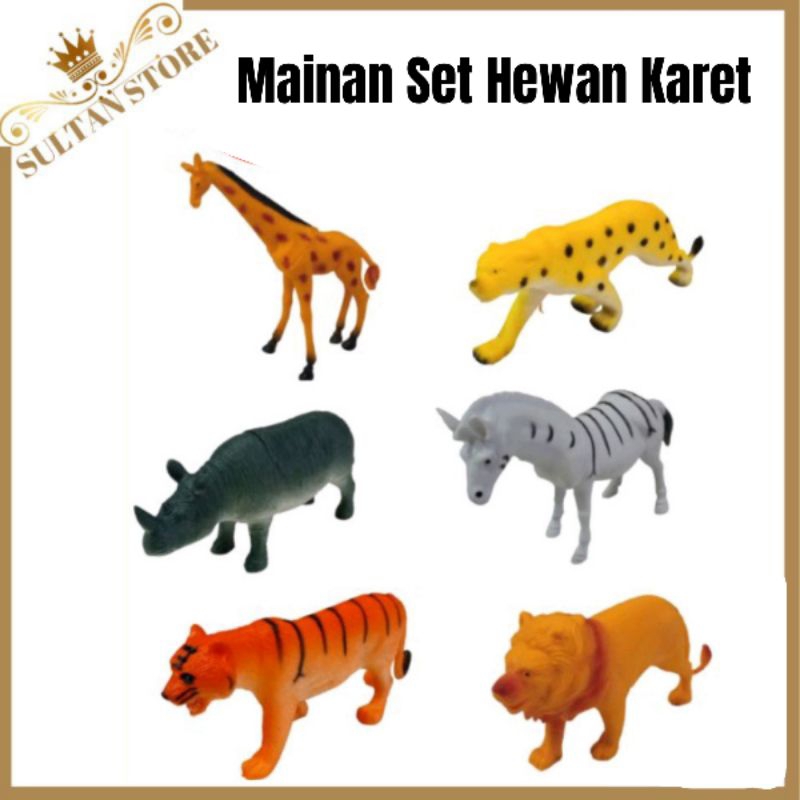 Mainan hewan hewanan karet set besar lengkap mainan hewan karet kecil kambing reptil gajah hewan ter