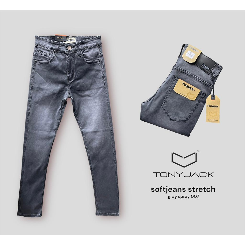 MARKASS STYLE - Celana Jeans Pria Original Tony Jack Seri Grey Sprey 007 / Celana Soft Jeans Panjang