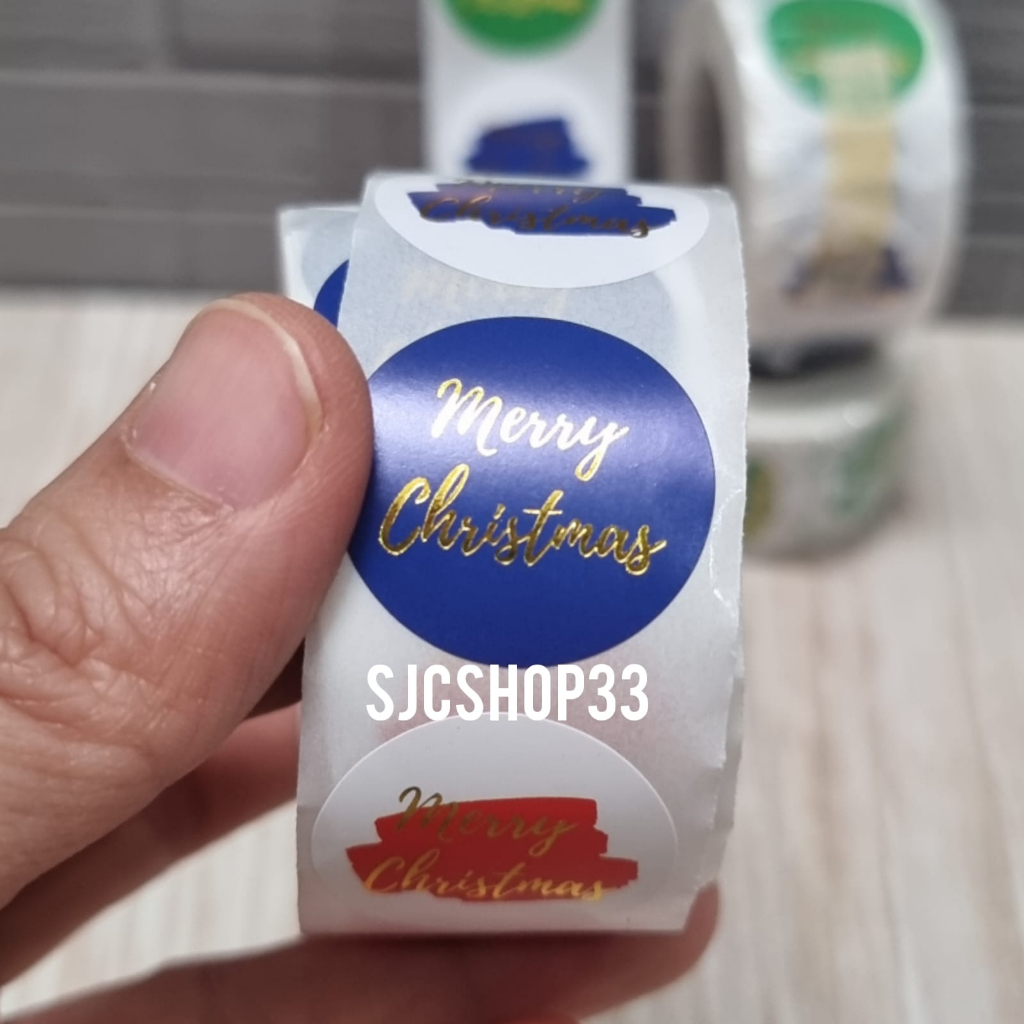 

sticker label christmas gold / natal gold mix isi 500 pcs uk 2,5cm