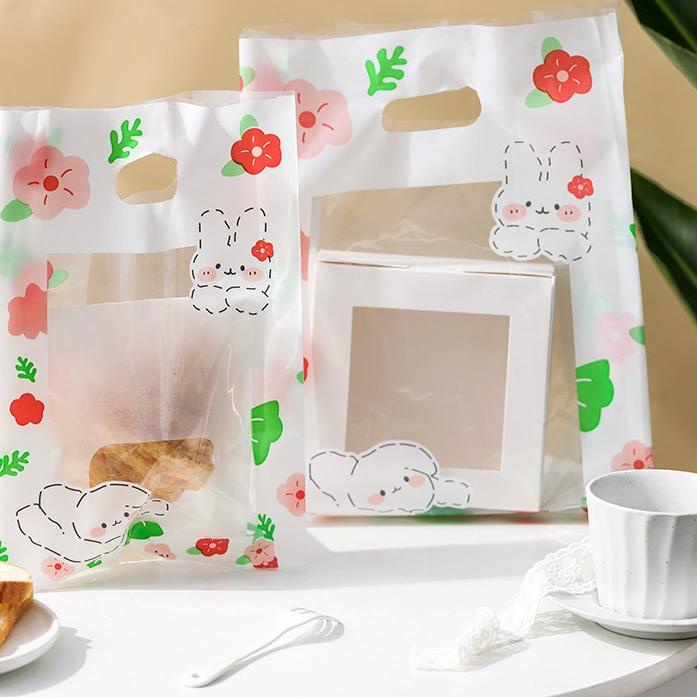 

5 PCS Paper Bag Polos Bunny Bening Transparan Kantong Tas Kado Goodie Bag Plastik / Kantong Plastik Tenteng Aesthetics Kawaii