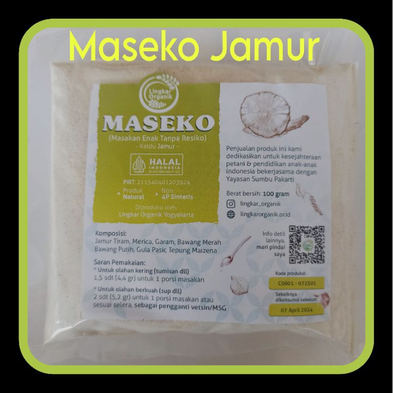 

Maseko Kaldu MSG Varian Jamur Refill 100gram - Kemasan Original Lingkar Organik
