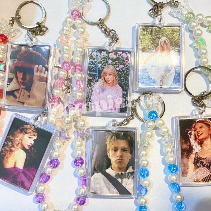 [COD] Gantungan Kunci Aesthetic Mutiara Berwarna | Colored Pearl keychain (free custom foto) | Bisa 