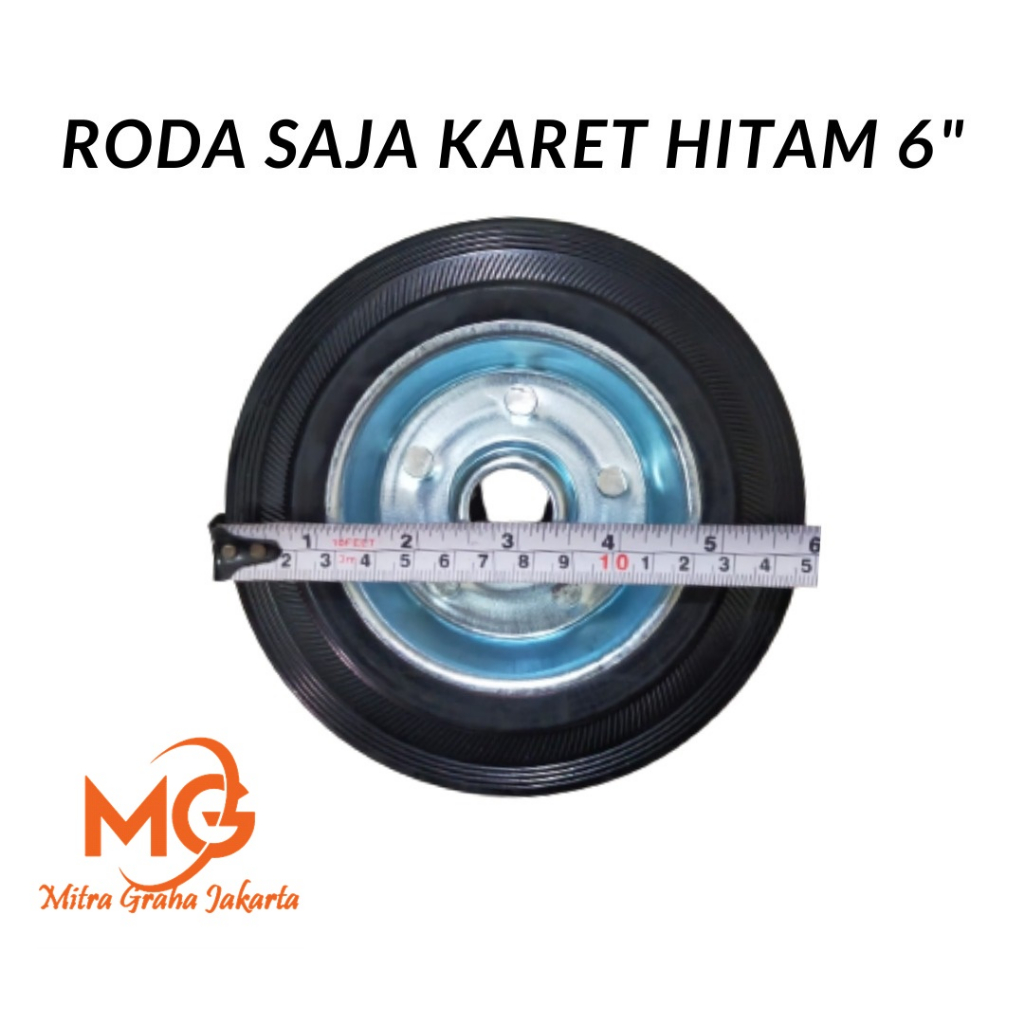 Roda Karet Hitam 6" Inch 16 cm Roda Saja PU Trolley Ban Mati Etalase Meja Gerobak Troli Wheel Only 1