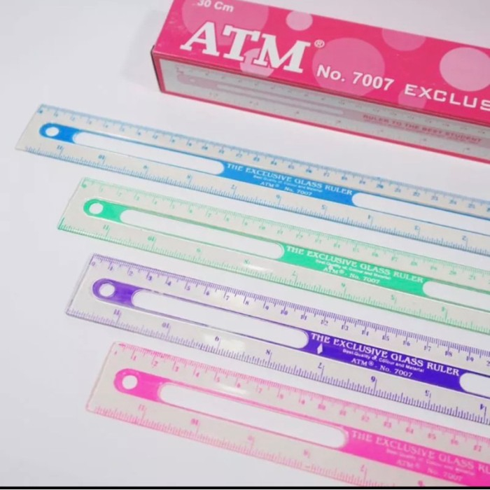 

Penggaris ATM 30 cm plastik mika isi 1 Box 24 pcs / penggaris ATM bening murah