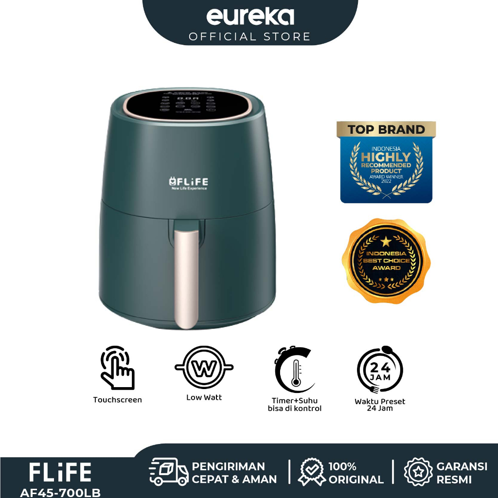 FLIFE Digital Air Fryer Kapasitas 4.5 Liter  - Super Low Watt -  Mesin  penggoreng tanpa minyak - Model AF45-700LB