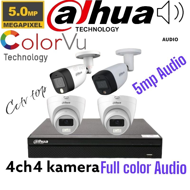 Paket cctv dahua 4CH 5MP Colorvu Audio UHD bluit mic