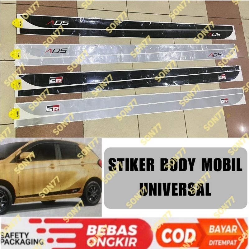 Stiker Body Samping GR ADS Agya Ayla Mobil Universal Hitam Silver ,