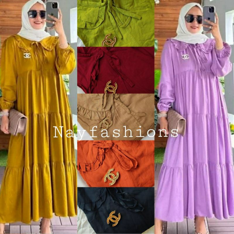 gamis rayon premium-gamis rayon-gamis midi dress-gamis rayon polos-gamis polos