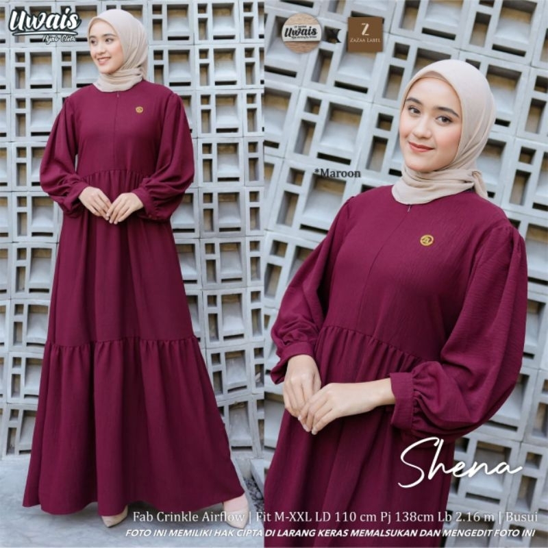 Uwais Shena Maxy Cringkle Airflow Shena gamis ori by uwais