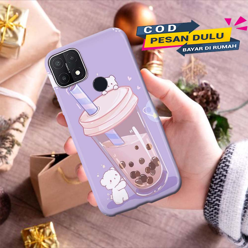 Case Hp Oppo A15 Terbaru [ Boba Cute ] Silikon - Cassing - Softcase Glass Kaca - Softcase - Casing H