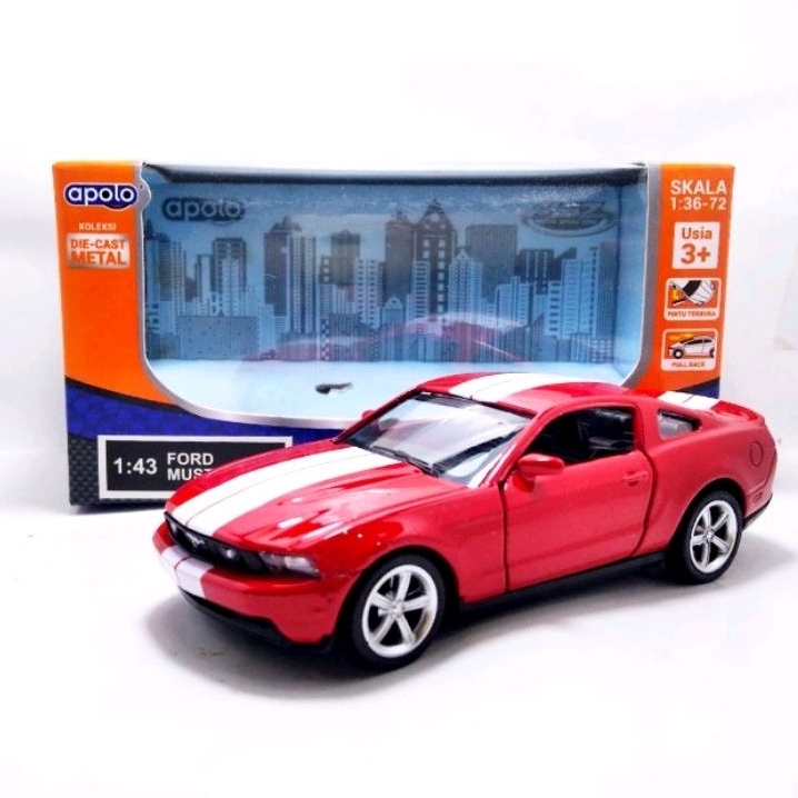 Apolo msz Diecast Ford Mustang GT merah line putih