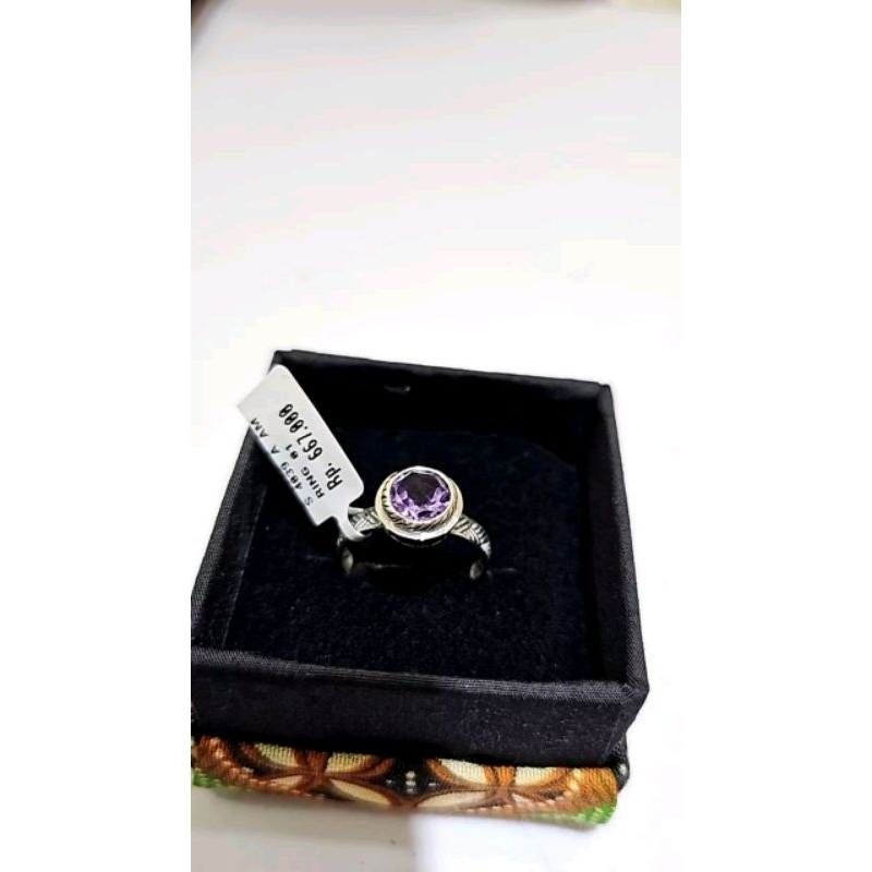 Cincin Ametys Natural stone by UC silver Gold Bali, silver 925 Asli (garansi seumur hidup, FREE resi
