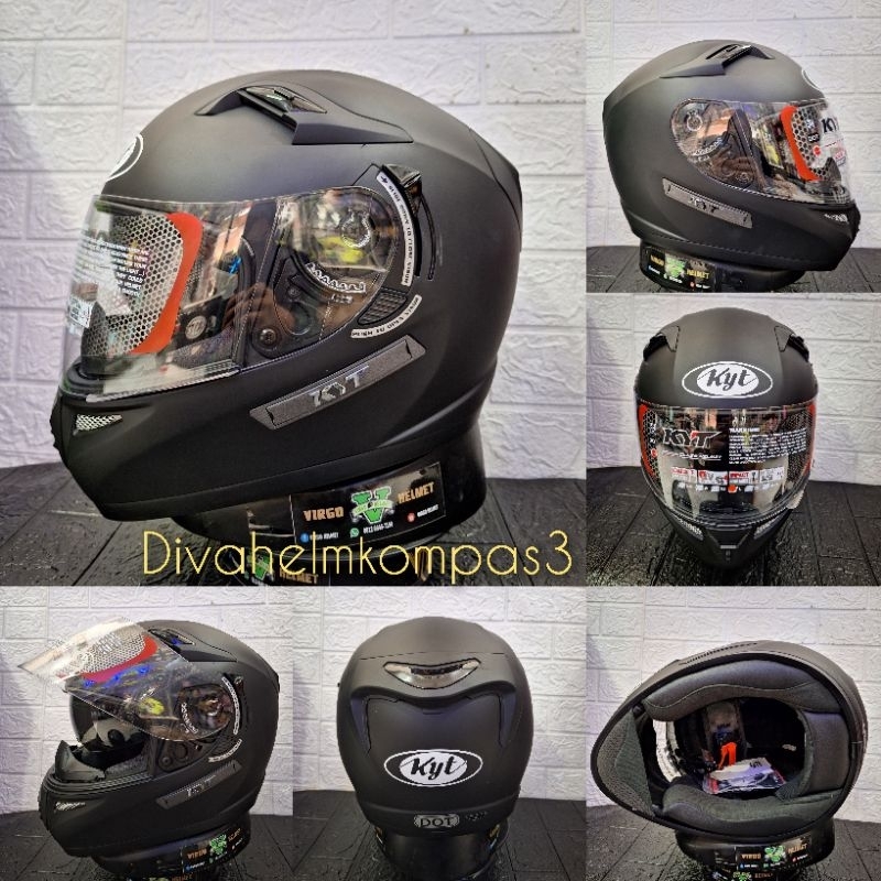 HELM KYT K2 RIDER SOLID BLACK DOFF DOUBLE VISOR