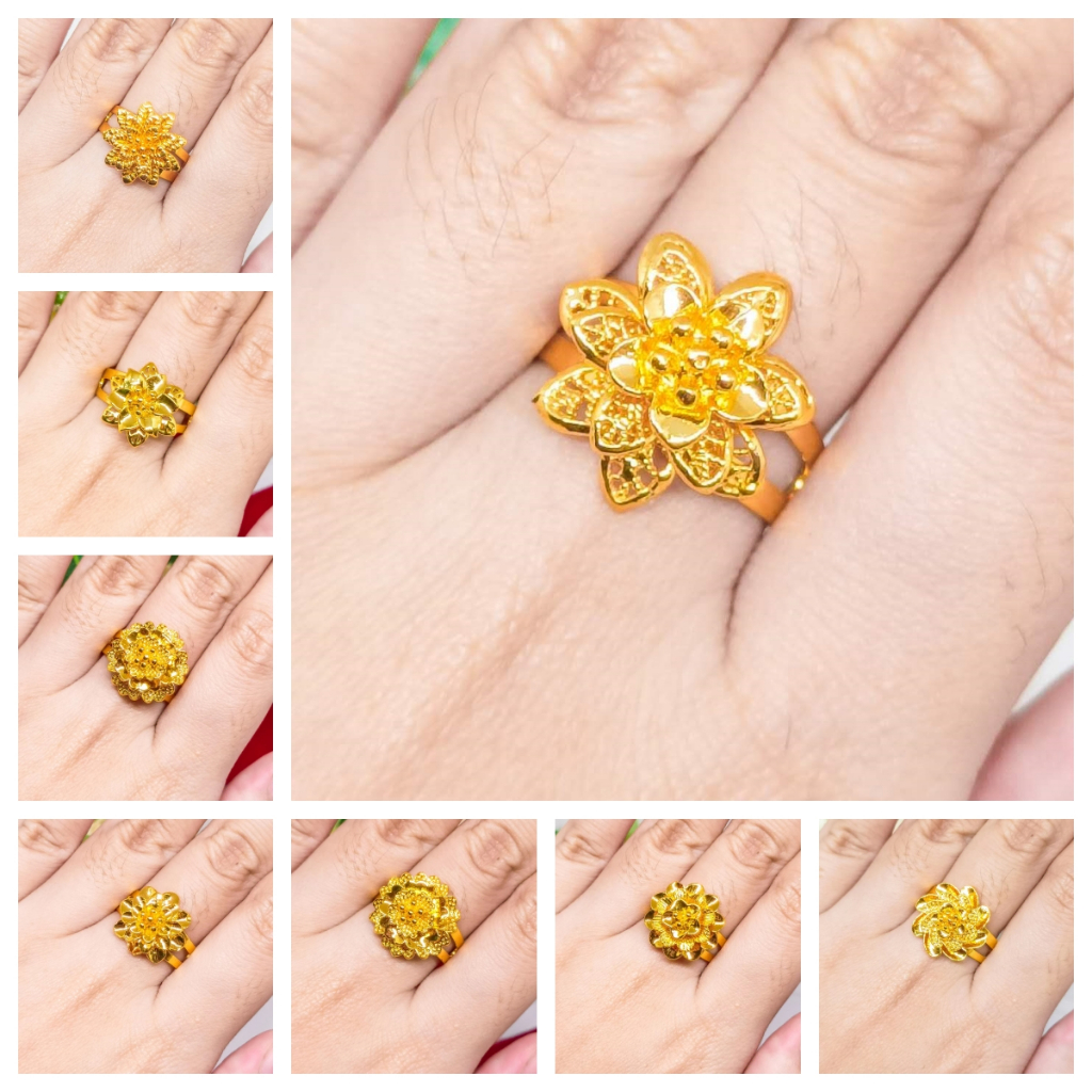Cincin Dubai Lapis Emas 24k Gold Polos Bunga Model Terbaru Fashion Perhiasan Xuping Pasangan Bestie 