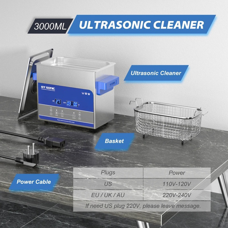 Ultrasonic Cleaner 3L GT Sonic R3 Degas Digital Ultrasonik Cleanser