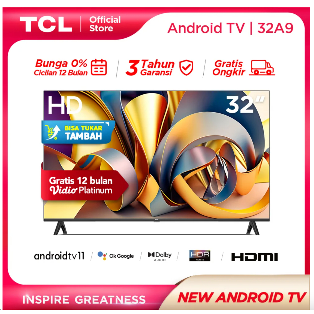 TCL 32 Inch Smart TV - Android 11 - HD - Dolby Audio - Google Play/Netflix/Youtube - Wifi/Bluetooth/