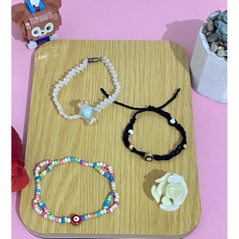 gelang rajut/gelang manik manik/gelang lucu/gelang viral/gelang tiktok/gelang unik/homemade