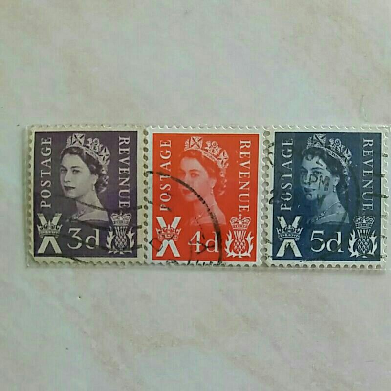

(AB) Perangko Inggris Terbitan Regional Skotlandia Tahun 1968 Seri Queen Elizabeth II Set 3pcs