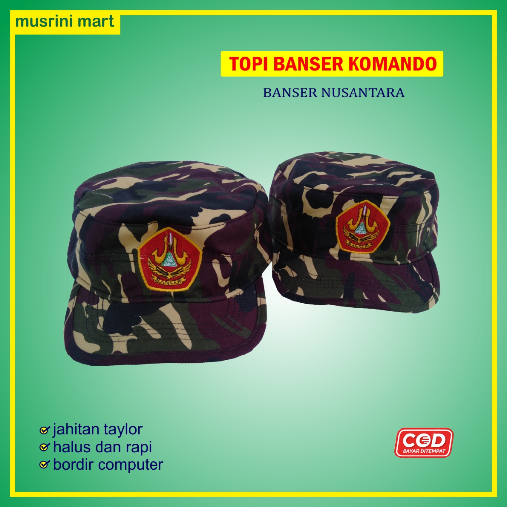 Topi Banser Nu Komando Topi Banser Doreng Nasional Tahan luntur Premium Quality Atribut Ansor Banser Musrini Mart