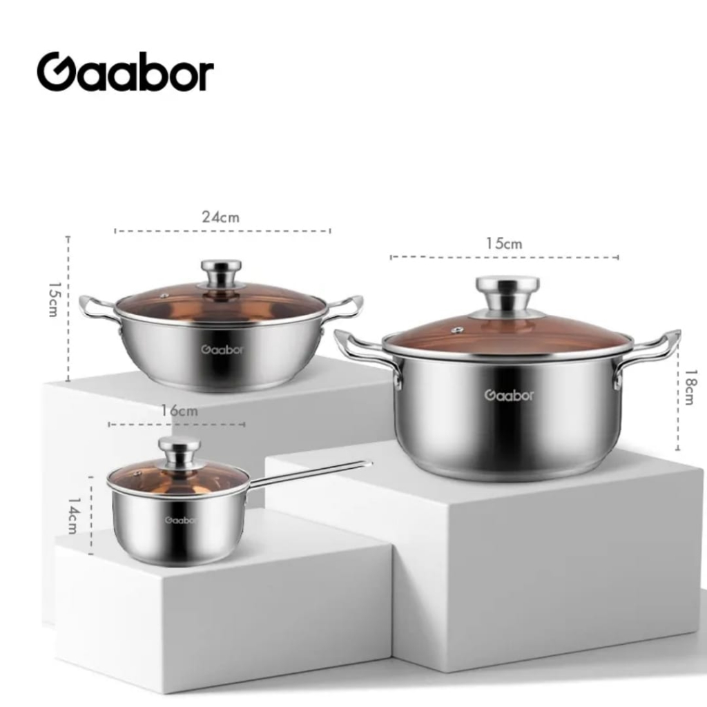 Gaabor panci set 3 stainless steel
