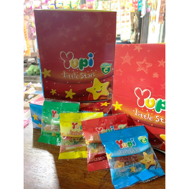 

YUPI LITTLE STARS - KEMBANG GULA LUNAK JELI ANEKA RASA BENTUK BINTANG - 1 BOX ISI 24PCS @6gr