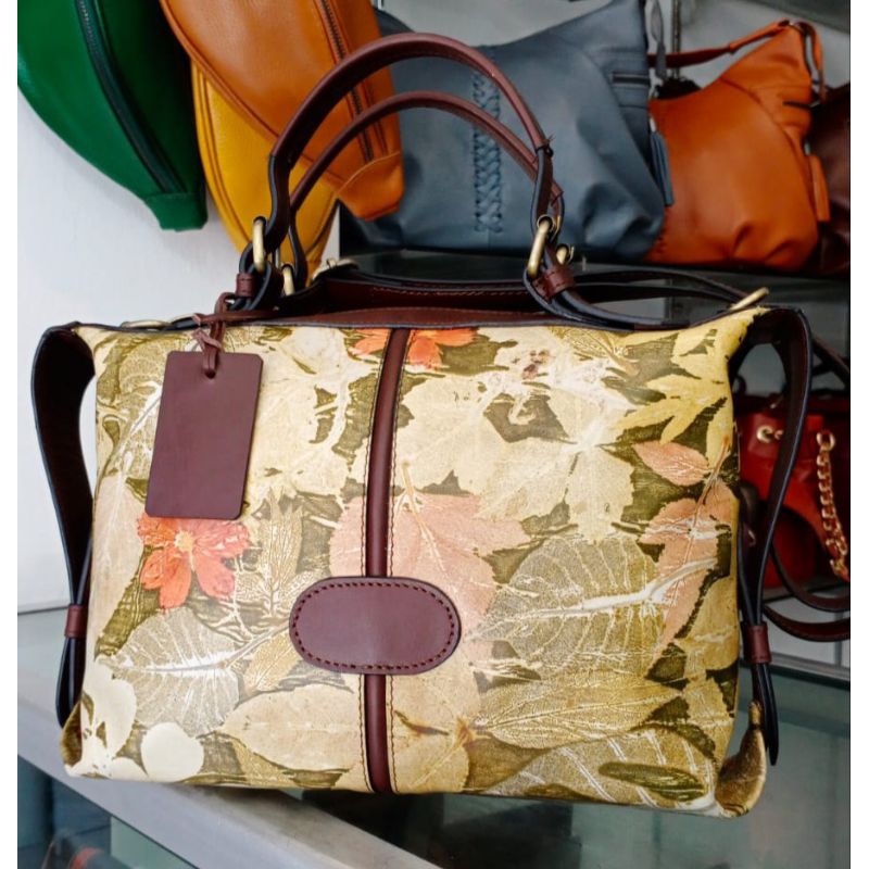 Tas Wanita Toge Bag Kulit Asli Green Nature Ecoprint