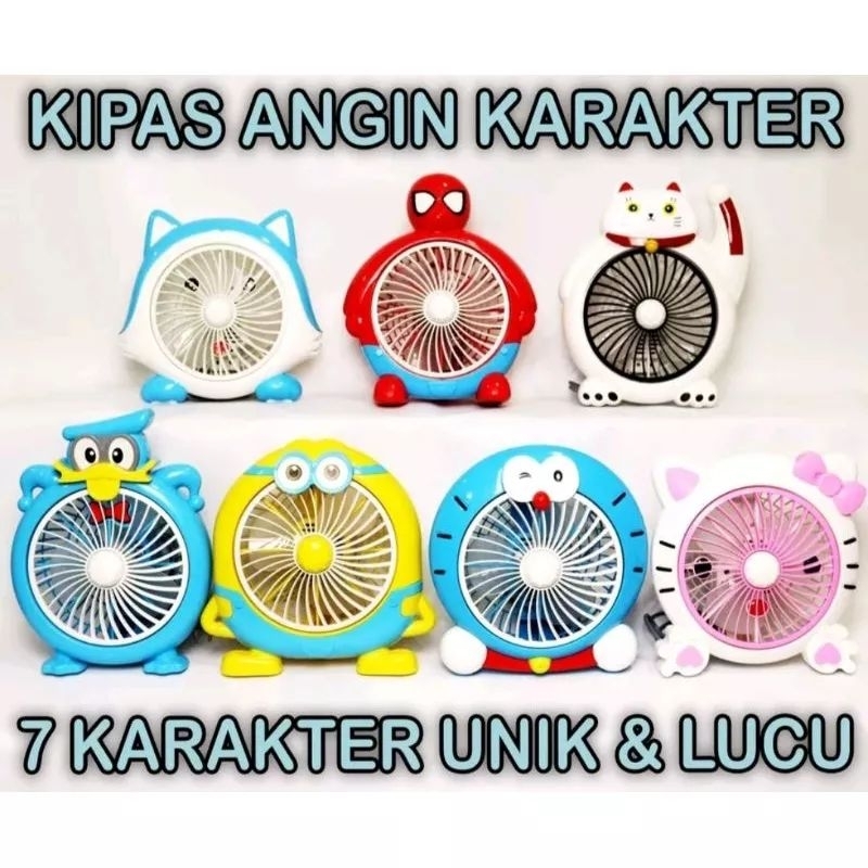 Kipas Angin Mini Karakter Kartoon/Kipas Angin Meja/Kipas Angin Mini