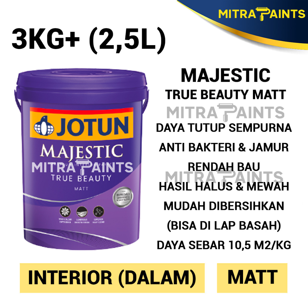 GARANSI (NCIS) CAT TEMBOK INTERIOR JOTUN MAJESTIC TRUE BEAUTY MATT 2,5 LITER / KATALOG B / WARNA
