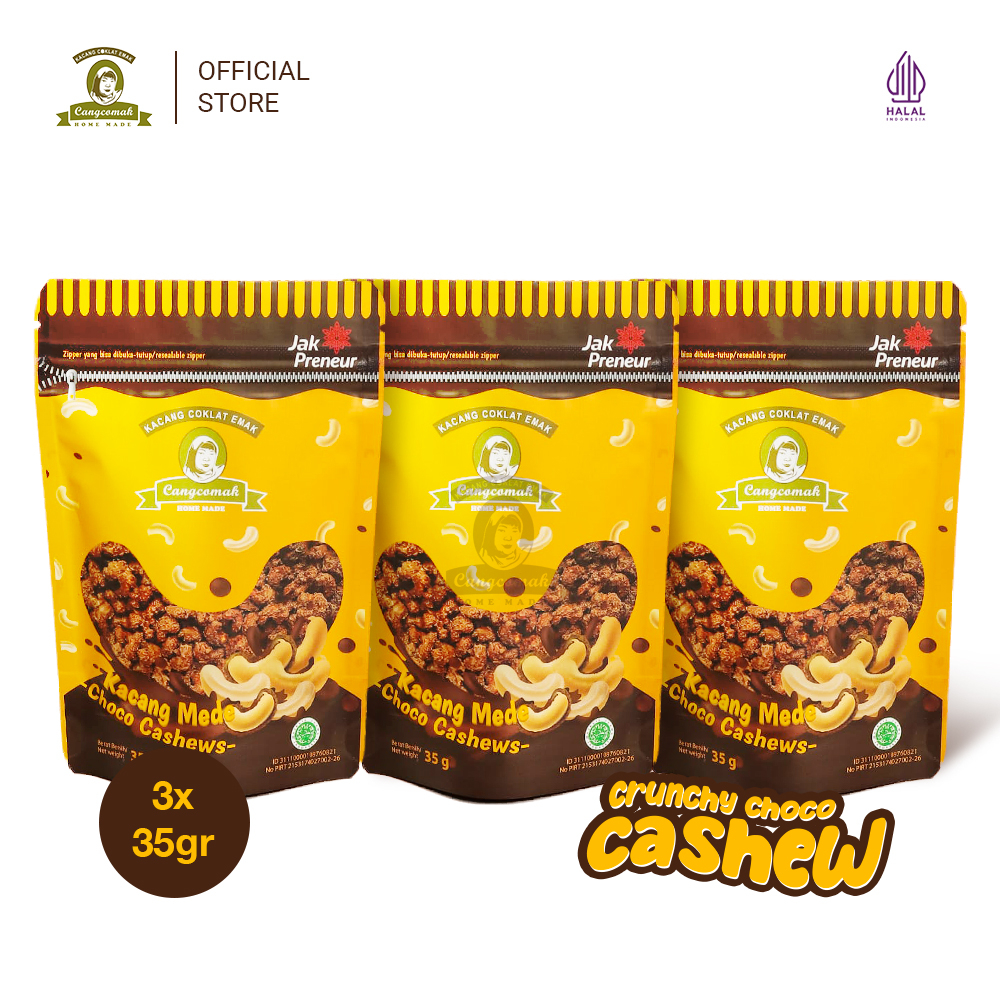 

Cangcomak Kacang Mete Cokelat Crunchy Choco Cashews Panggang - 3 in 1 -Cokelat Mete Oven Cemilan Kacang Mete Murah