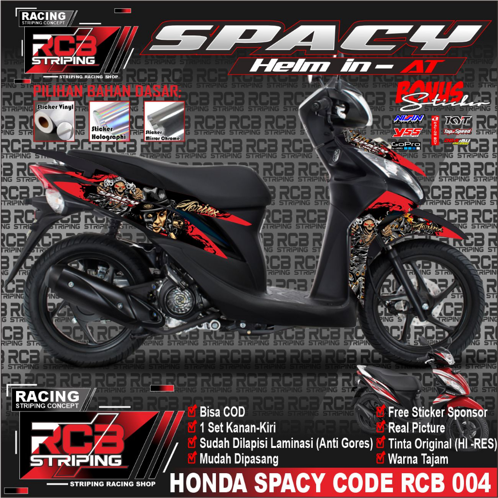 Stiker Motor SPACY Sticker Striping Hologram/Vinyl Variasi List Motor SPACY Desain Keren RCB 004