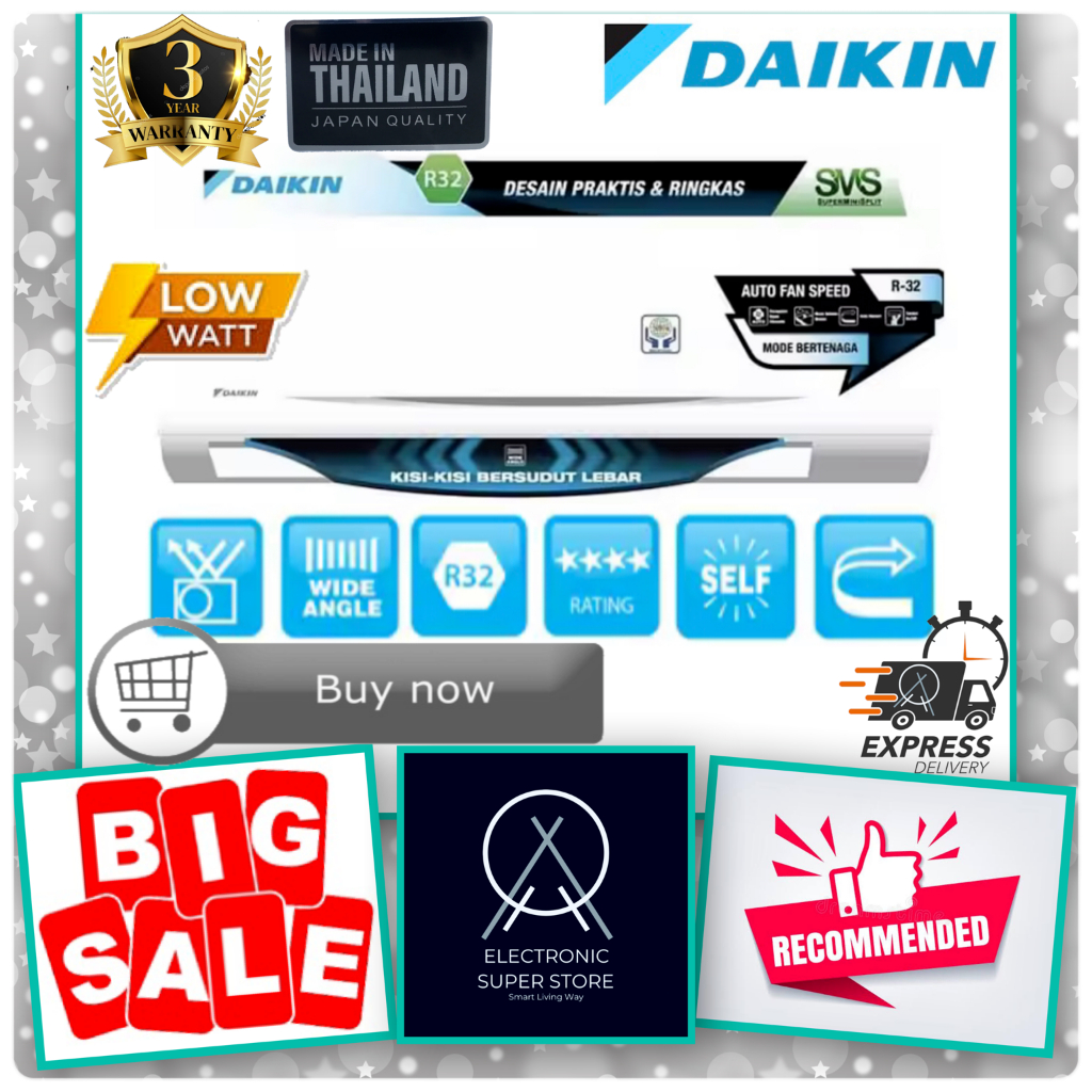 AC DAIKIN STANDARD 1 PK FTC25NV14 FTC25NV 25NV R32 THAILAND SUPER COOLING DAIKIN AC 1PK SUPER LOW WA