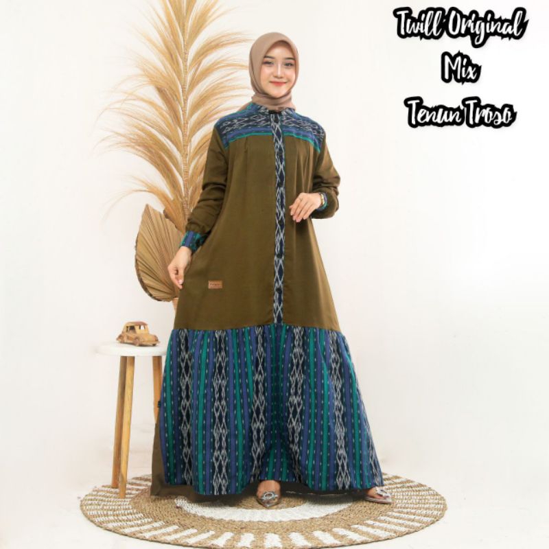 Gamis Twill Ori Gamis Tenun Troso Dress Kondangan Dress Tenun Katun Tenun Troso