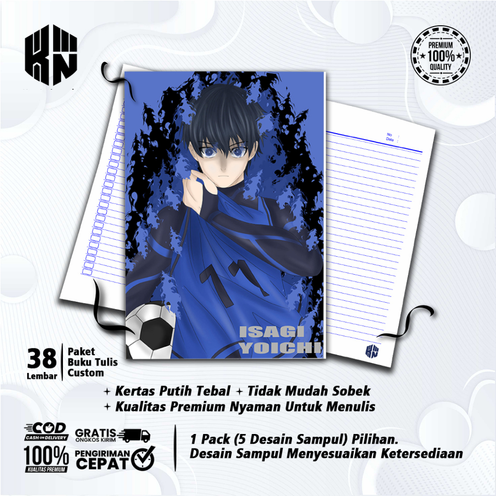 

Buku Tulis Sekolah Custom Tema BLUE LOCK Bergaris 38 Lembar 1 Pak Isi 5 Buku/ Buku Tulis Anime/ Buku Aesthetic/ Buku Catatan